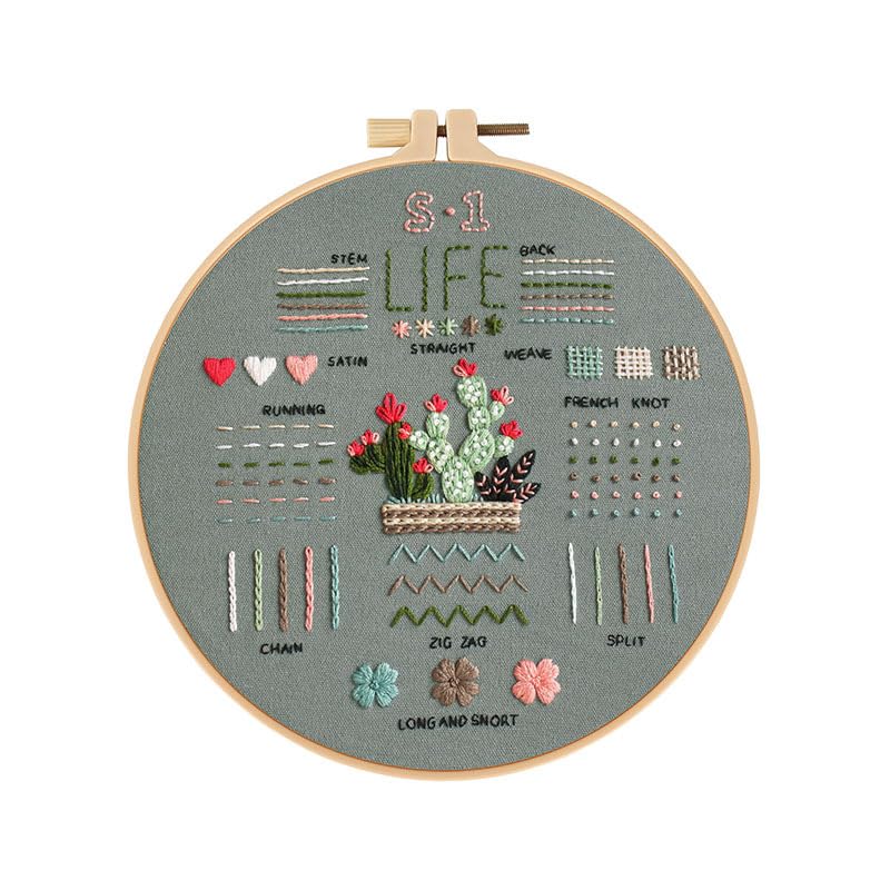 Image of Highkick Embroidery Kit for Beginner, Top 34 Stitches for Embroidery Adults Starter,with Step by Step Illustrations, Patterns