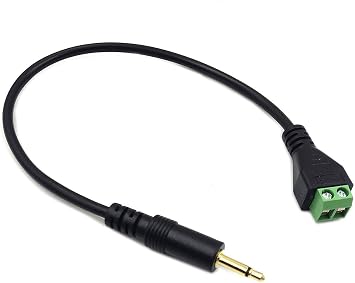 Gold Plated 3.5mm 1/8 Mono TS Audio Balanced Male Jack to AV 2 Pin Screw Video Balun Terminal Adapter Connector Cable 30cm/1FT 3.5mm M2pin