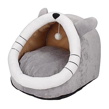 GAH Enterprise Dog Bed for Puppy Cats Soft House Soft Warm Pet Beds for Small Dogs Gray-M