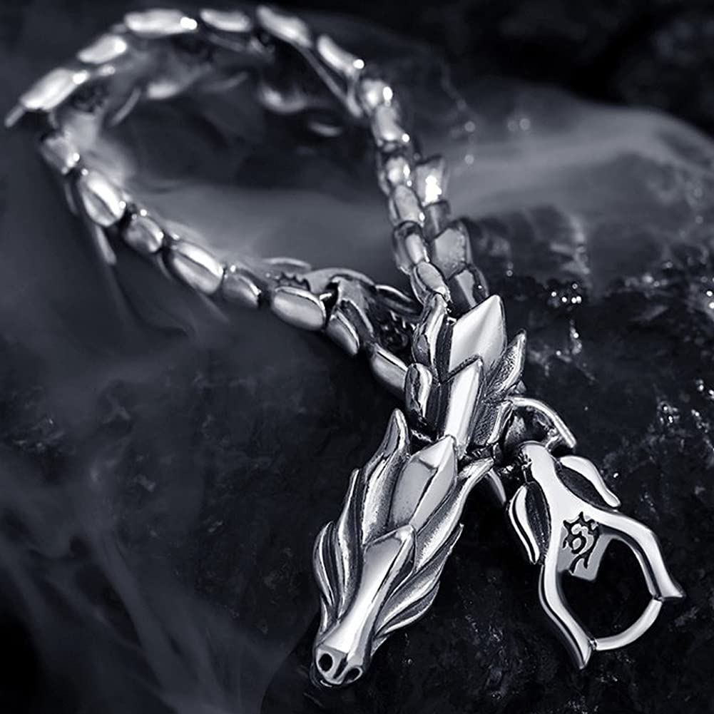 YABEME 925 Sterling Silber Wikinger Keltischen Drachen Armband Vintage-Stil Nordischen Amulett Schmuck Männer Manschette Armreif