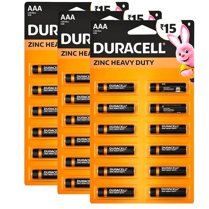 Duracell 2026 Launched Zinc Heavy Duty Battery, 100% Longer Lasting, Anti-Leak Turbolock Technology, Eco-Friendly Batteries for Every-Day Household Devices (AAA, Pack of 36)