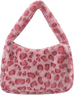 Fur Purse Plush Furry Bag Cute Fluffy Fuzzy Underarm Shoulder Bag Zipper Top Handle Trendy Soft Bags for Women