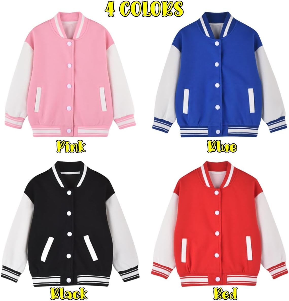 Personalized Girls Varsity Jacket Boys Toddles Kids Custom Name Patch Baseball Jackets for Back To School Birthday Christmas 2-3T(100cm) Black image 7 of 7 B0DF5DCT8K