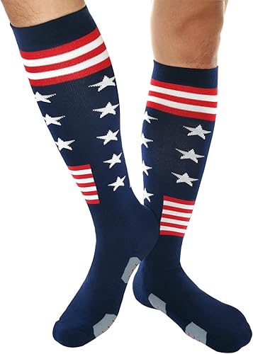 Miniatura 8 de Calcetines atléticos hasta la rodilla con la bandera estadounidense para béisbol, fútbol, sóftbol y fútbol