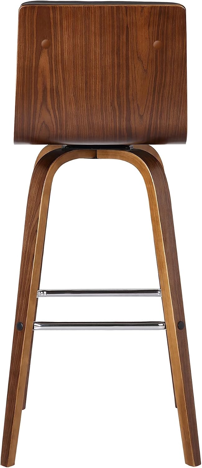 Ergode Vienna Contemporary Swivel Barstool | Luxury Walnut Wood Finish | Grey Faux Leather Upholstery | Elegant & Comfortable Seating