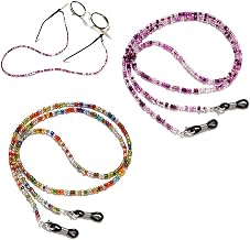 2 Pieces Women's Eyeglass Chain Eyeglasses Strap for Women Colorful Beads Chain Anti-Slip Sunglasses Chain Reading Glasses Chain Elegant Glasses Accessories