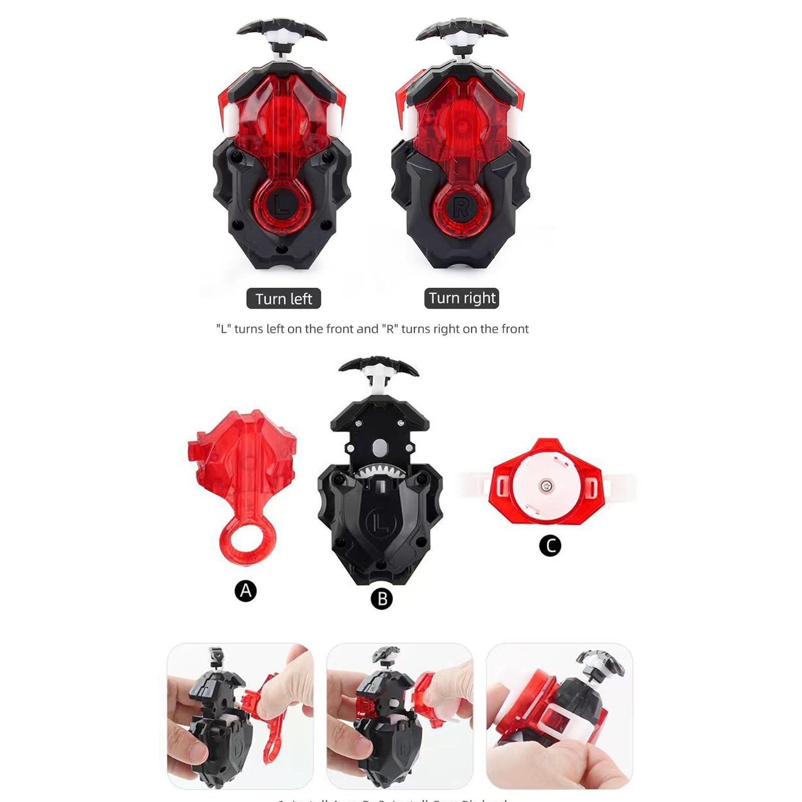 8pcs Peonzas Turbo Punta Giratoria Juego de Regalo 4D con Giroscopio y Lanzador，Blue