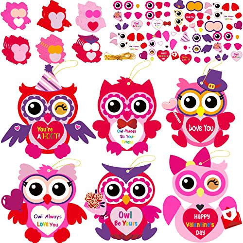 chiazllta 30 Pcs Valentine Owl Craft Kits DIY Heart Art Craft for Kids