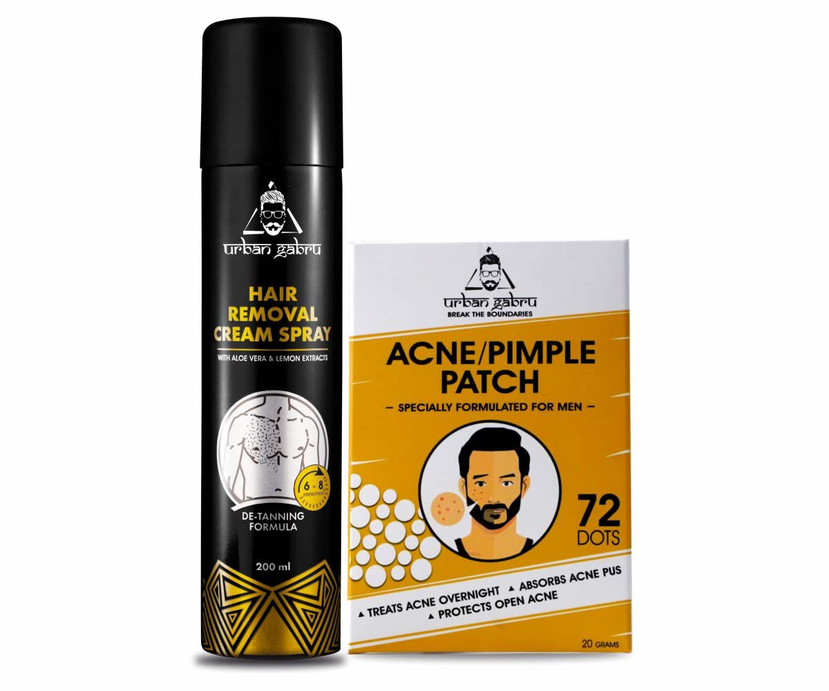 urbangabru Men Hair Removal Cream Spray (200 Ml) + Acne Pimple Patch (72 Dots) - Body And Face Care Combo Kit, Pack of 1-picture-17