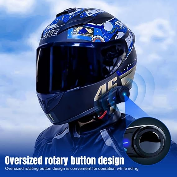 Fodsports FX6 Motorcycle Bluetooth Headset, 6 Riders Group Motorcycle Intercom Bluetooth, 1000M Motorbike Helmet Communication Systems/Voice Command/Universal Pairing/FM Radio(2 Pack)
