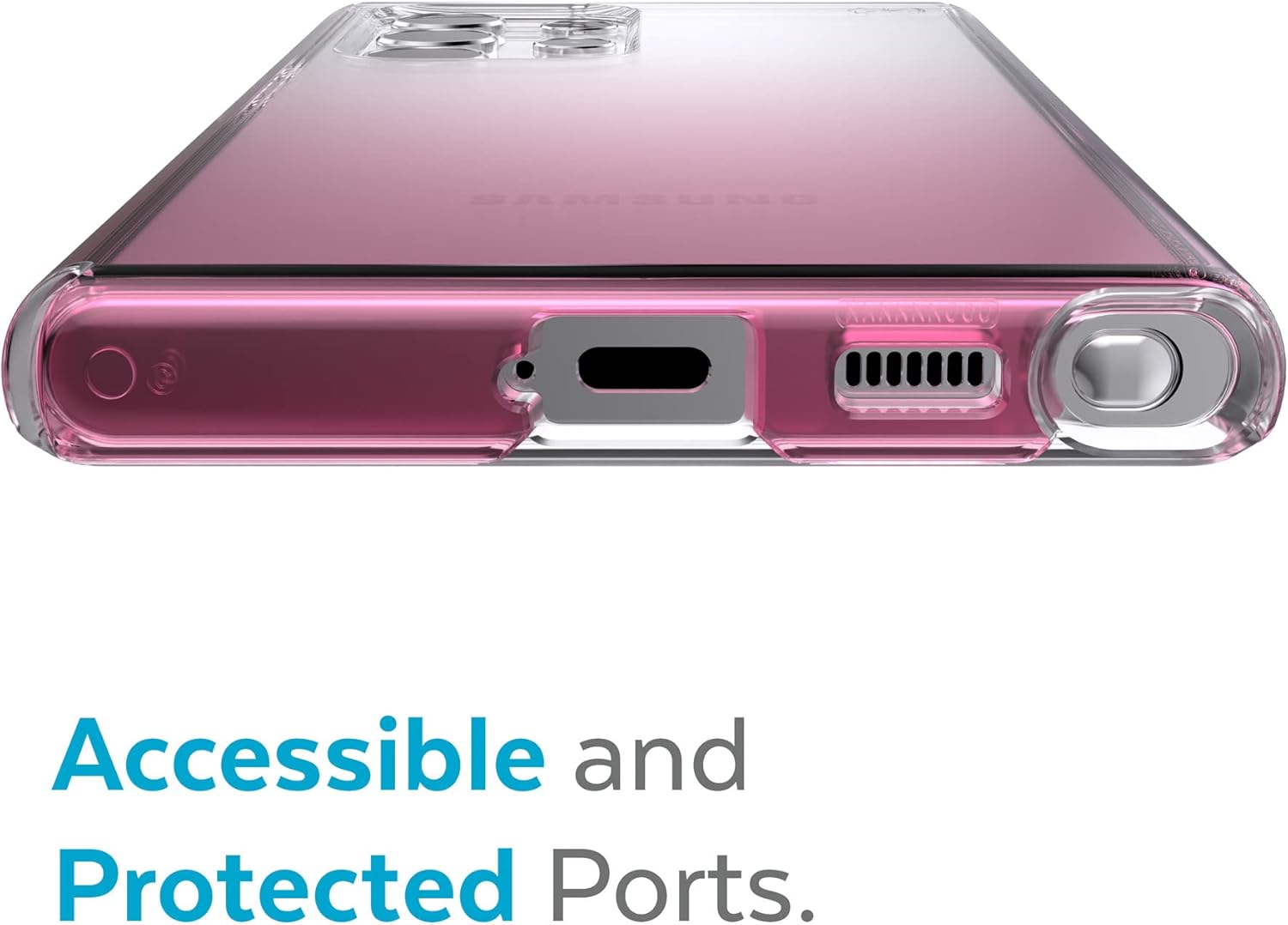 Speck Products Presidio Perfect Clear Ombre Samsung Galaxy S22 Ultra Case, Clear/Vintage Rose Fade