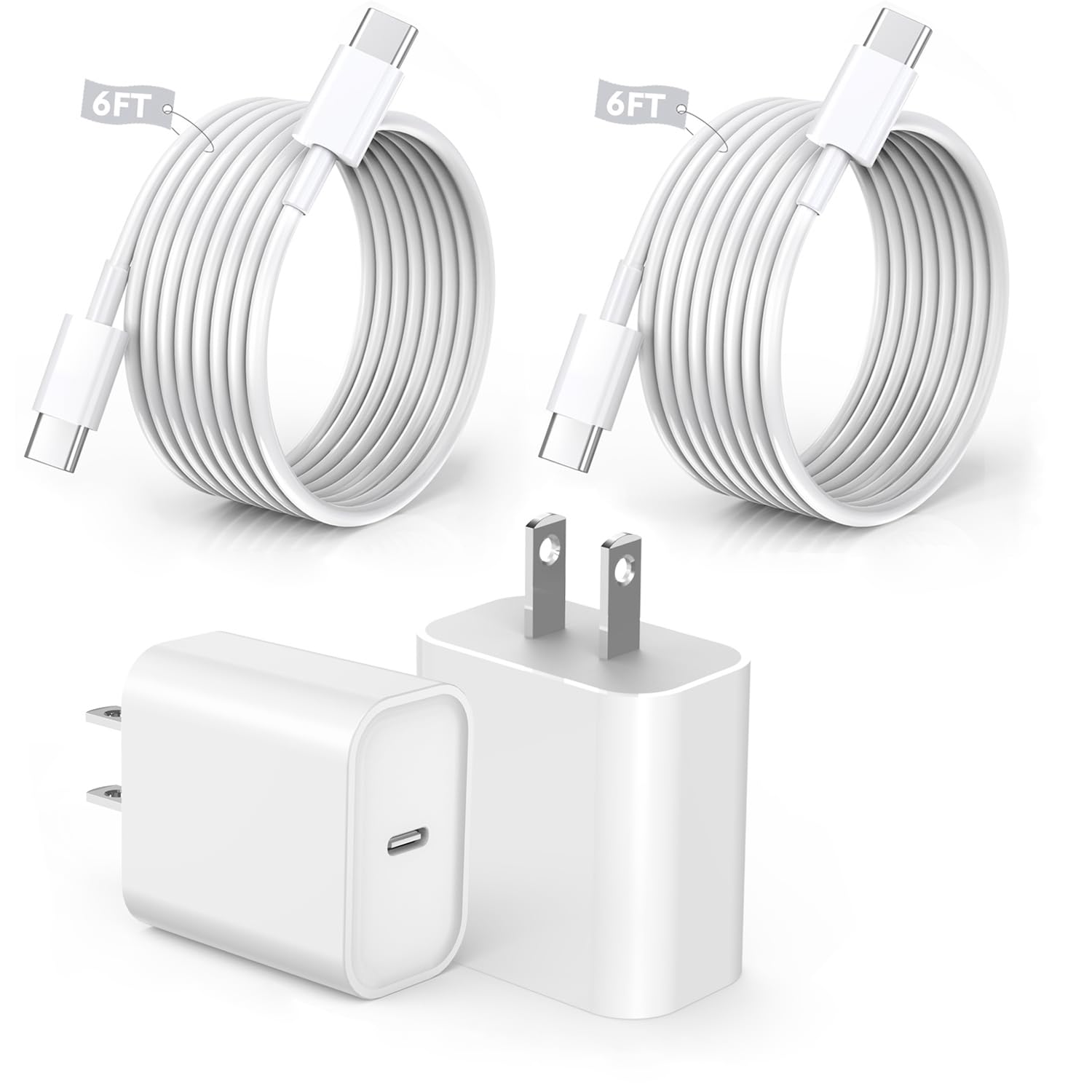 Fast iPhone 16 15 Charger, 2Pack 20W USB C Fast Charger Block iPhone 16 Charger Fast Charging with 6FT Long USB C to C Cable for iPhone 16/16 ProMax/15 Plus/15 Pro, iPad 10/Mini 6/Air 4/5/Pro 12.9/11