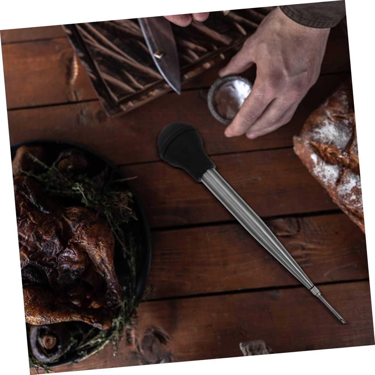Silicone Turkey Marinade Injector Stainless Steel Meat Injector with Sharp Needle for Flavoring Turkey Chicken Beef and Lamb Barbecue and Cooking