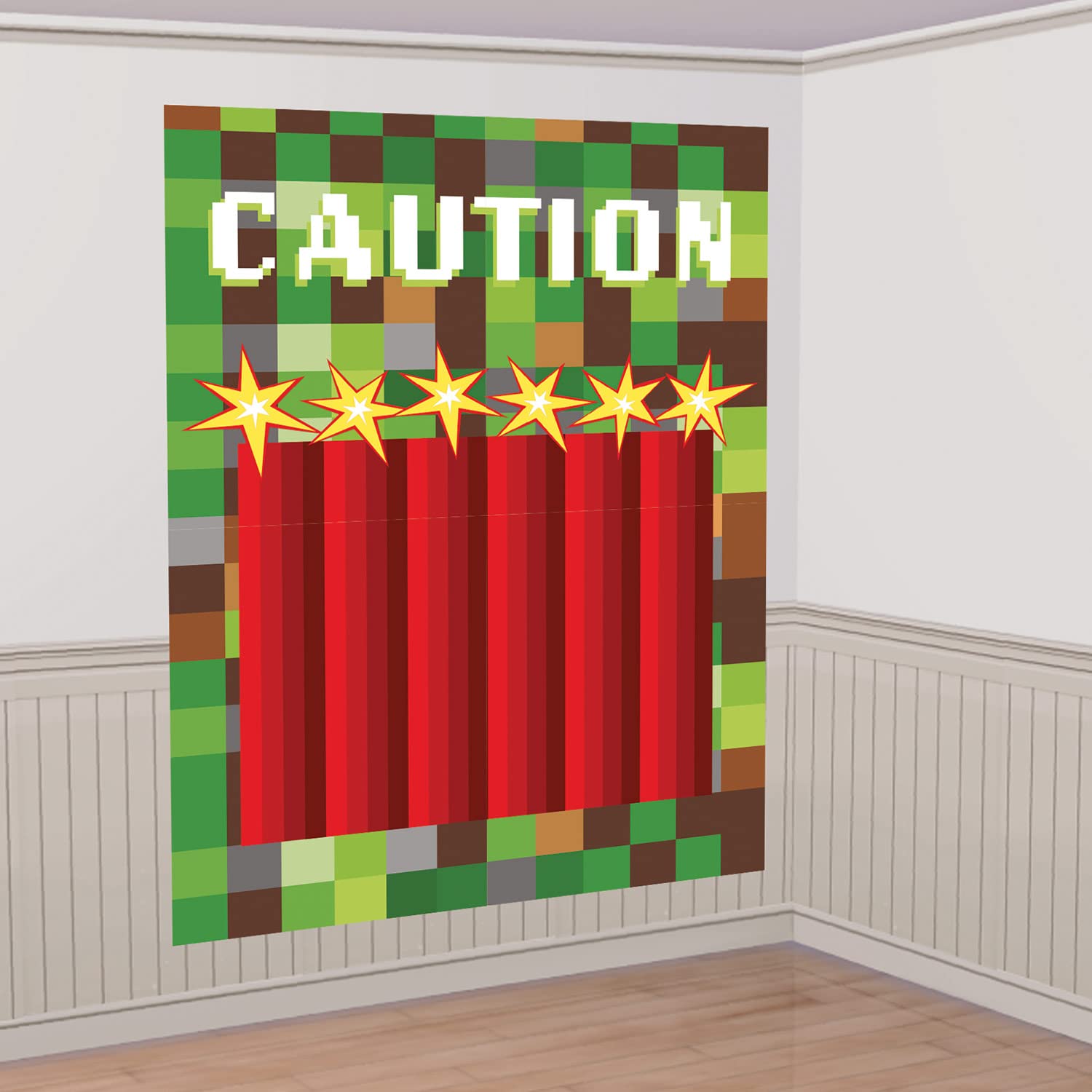 amscan TNT Scene Setter Party Backdrop, Lit Dynamite with Caution Message