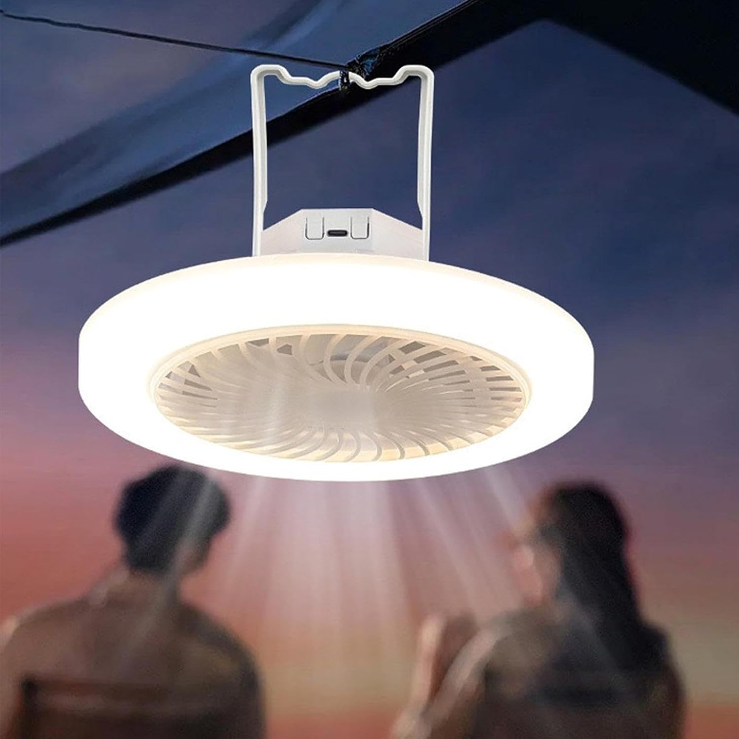 Solar Camping Fan - 3600mAh Battery with LED Lantern Foldable | Solar Panel Camping Fan | for Office Night Fishing Picnic Barbecue Travel