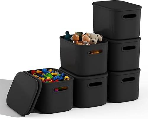 Miniatura 8 de Paquete de 8 contenedores de almacenamiento coloridos con tapas para estantes, contenedores de almacenamiento para el aula, contenedores apilables