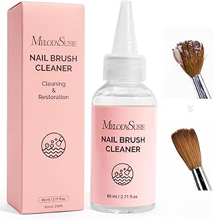 MelodySusie Nail Brush Cleaner, Acrylic Gel Nail Brushes Cleaning & Restoration Wax and Gel Removing Solution for Manicure Salon at Home 80ml/2.71fl.oz