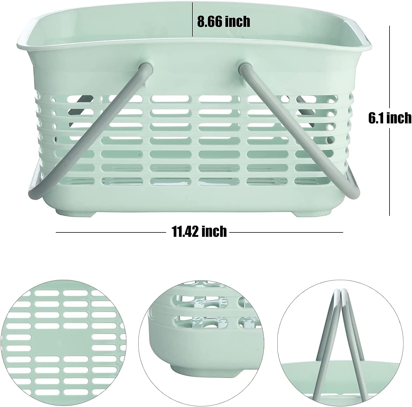 ALINK Plastic Shower Caddy Basket with Handle, Portable Mesh Storage Organizer for College Dorm Bathroom, Kitchen - Egg Blue - Image 3