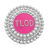 Fashion Top Ladies of Distinction society club TLOD Letter Metal with Rhinestones Jewelry round pink brooch pin