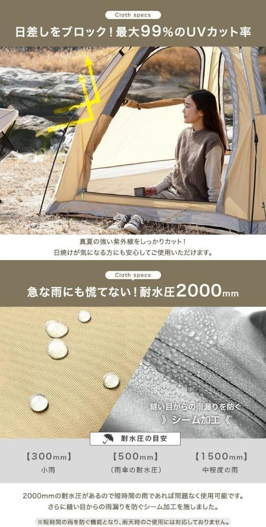 耐水性 軽量UVカット 新品未使用35人用ワンタッチテント 軽量UVカット 耐水性 未使用35人用ワンタッチテント | ノーブランド品