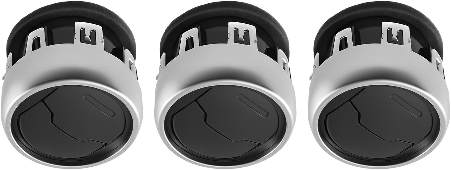 Air Vent Interior for Ford Mustang 2015-2020 3PC Front Dash Louvre Air Vent Plastic Silver Black Chrome FR3Z-19893-AC