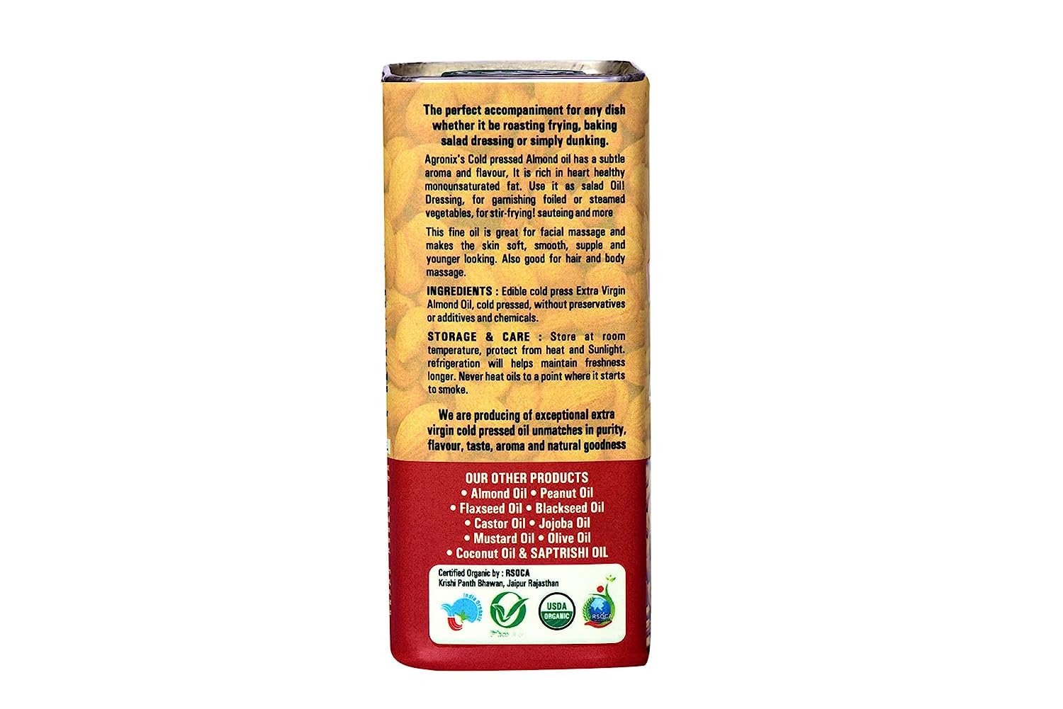 Agronix Cold Pressed Extra Virgin Almond Badam Oil for Traditional Recipes, Natural Care, and Household Uses - 200ML (Pack of 4) 2
