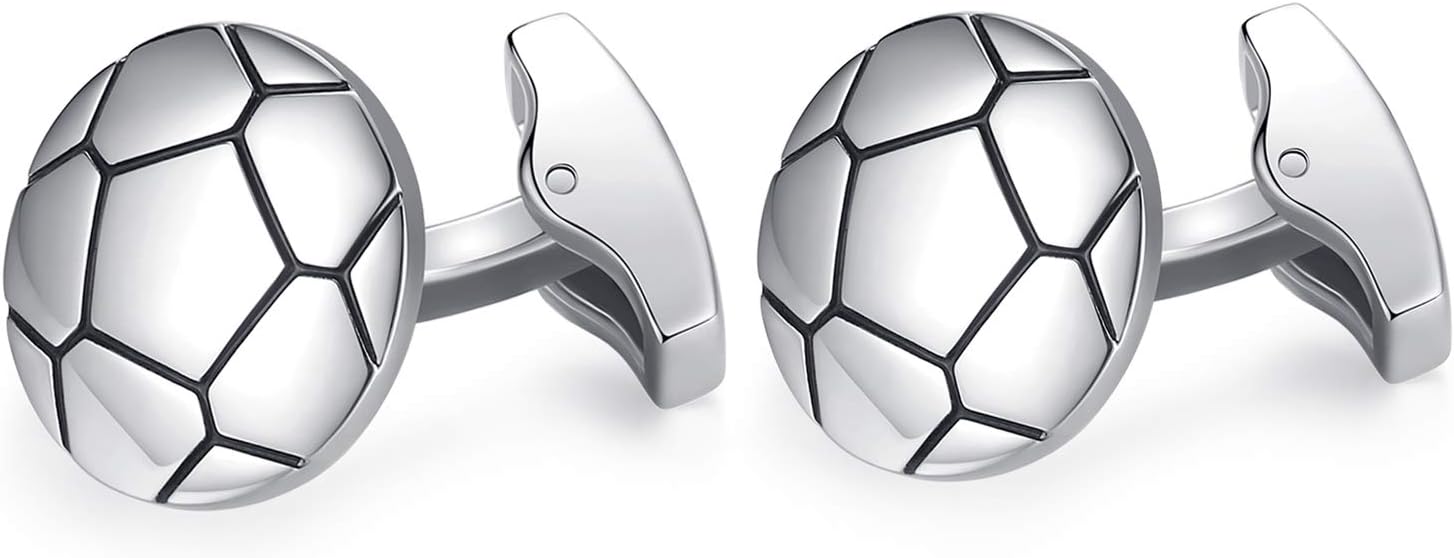HONEY BEAR Soccer Football Ball Sports Cufflinks for Mens Wedding Blusiness Gift