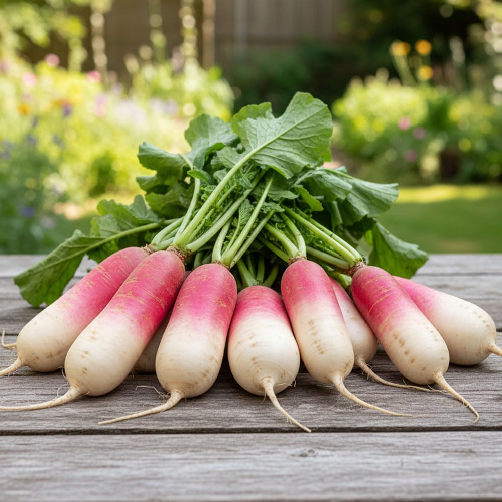 Turnip Seeds – Rapa Mezza Lunga Bianca Colletto Viola – Mid-Early Italian Variety, Half-Long White & Pink Roots – Easy to Grow, High Yield Garden Vegetable