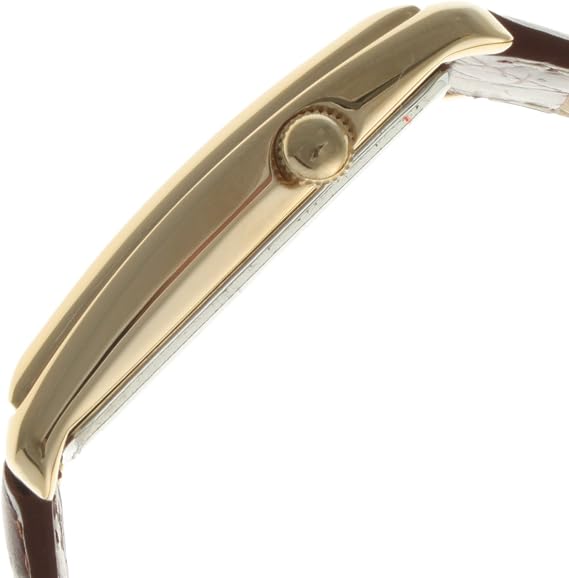 Peugeot Men's Vintage Doctor Style Contoured Watch Calfskin Leather Strap