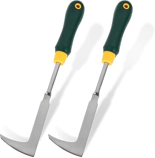 2 Pack 13" Crack Weeder Crevice Weeding Tool with Garden Gloves, Stainless Steel Manual Weeder Lawn Yard Gardening Hand Tool (L-Shape)