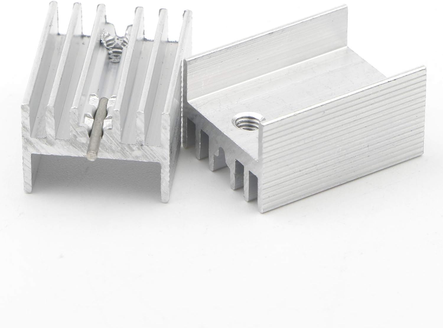 100Pcs Set Silver Tone Cooling Module Small Aluminum TO-220 Heatsinks for LM78XX Voltage Regulator, IRFXX MOSFET Transistor 20mm x 15mm x 11mm