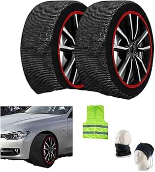 Sneeuwsokken 255/65 R18 banden met velg 18 maten XXL 1 paar TOEGESTELDE sneeuw-/ijssokken voor auto's, SUV's, 4×4, Vans anti-slip set gemonteerd op de aandrijfwielen MAX. 30 km/u