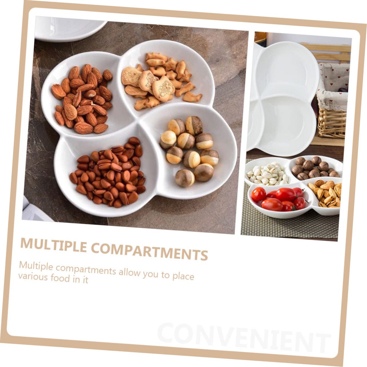 Assiette Alimentaire en Céramique à 4 Compartiments pour Repas
