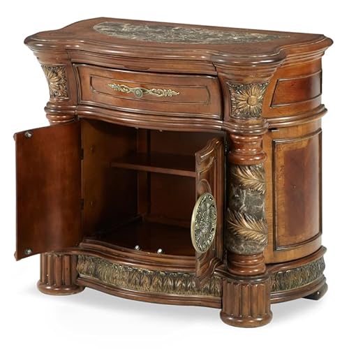 Michael Amini Villa Valencia Bedside Chest, Classic Chestnut #TOP3