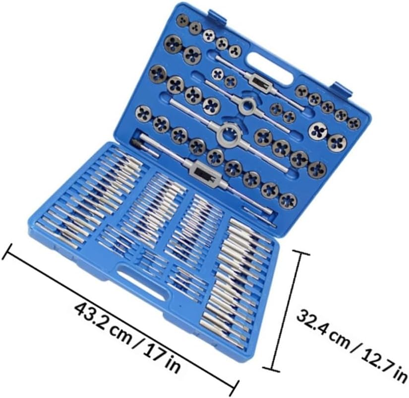 110pcs Metric Tap and Die Set Screw Tap Wrench Kit with Steel Threading Tools and Carrying Case for Home Workshop and Garage Use
