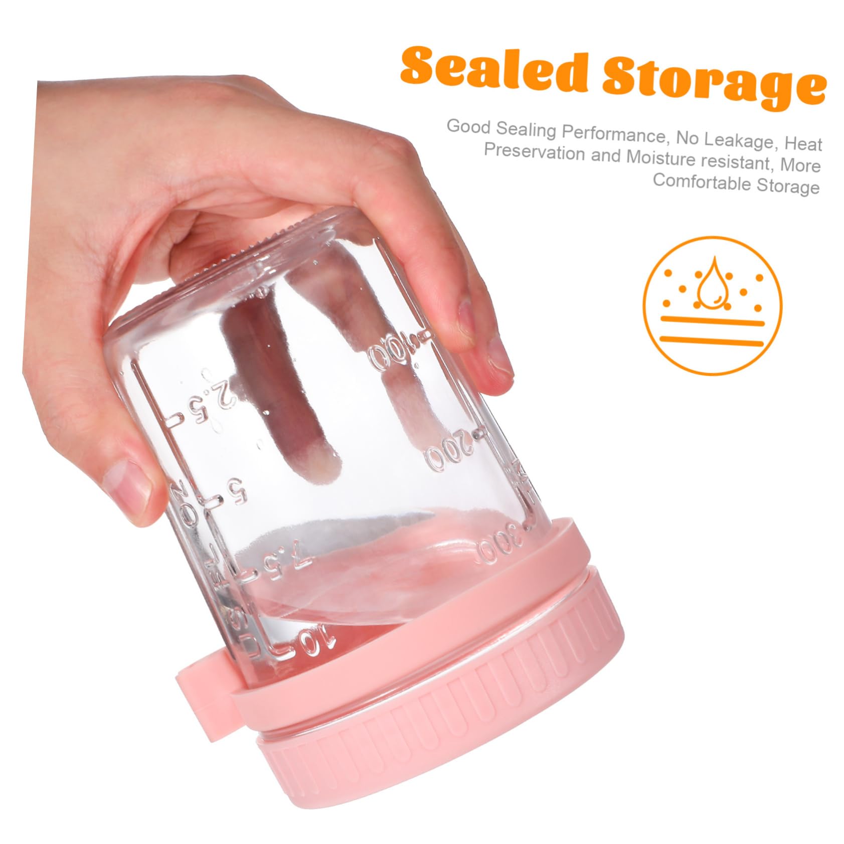 Frascos de Vidrio 400ml con Tapa y Cuchara, Juego de 4 | Boca Grande, Marcas de Medición Visibles, Silicona Cierre, Uso en Cocina y Oficina