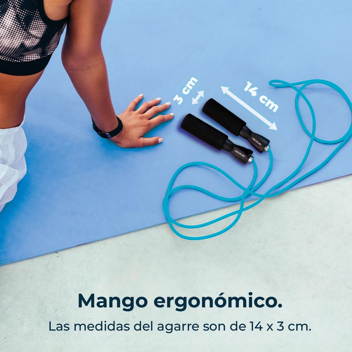 Cecotec Skakanka do skakania mały fitness DrumFit Jump Rope, długość 295 cm, wykonana z PVC, ergonomiczne antypoślizgowe uchwyty, system gładkiego łożyska