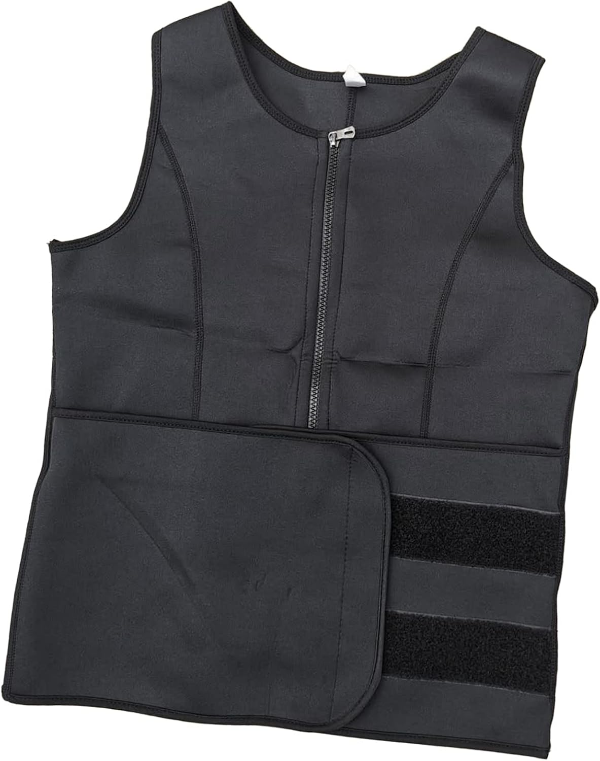 Workout Sweat Sauna Suit, Zipper Waist Trainer Vest Body Shaper with Adjustable Belt for Gym Fitness Body Building (Black) - Image 8