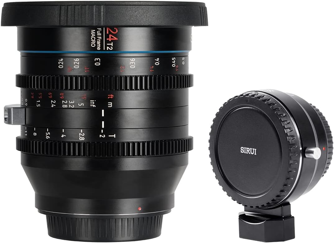 SIRUI 24mm Jupiter Macro T2 Full-Frame Cine Prime Lens, EF Lens with E-Mount Adapter, Fits Sony E-Mount Cameras FX-3, FX-6, FX-9, A7S3