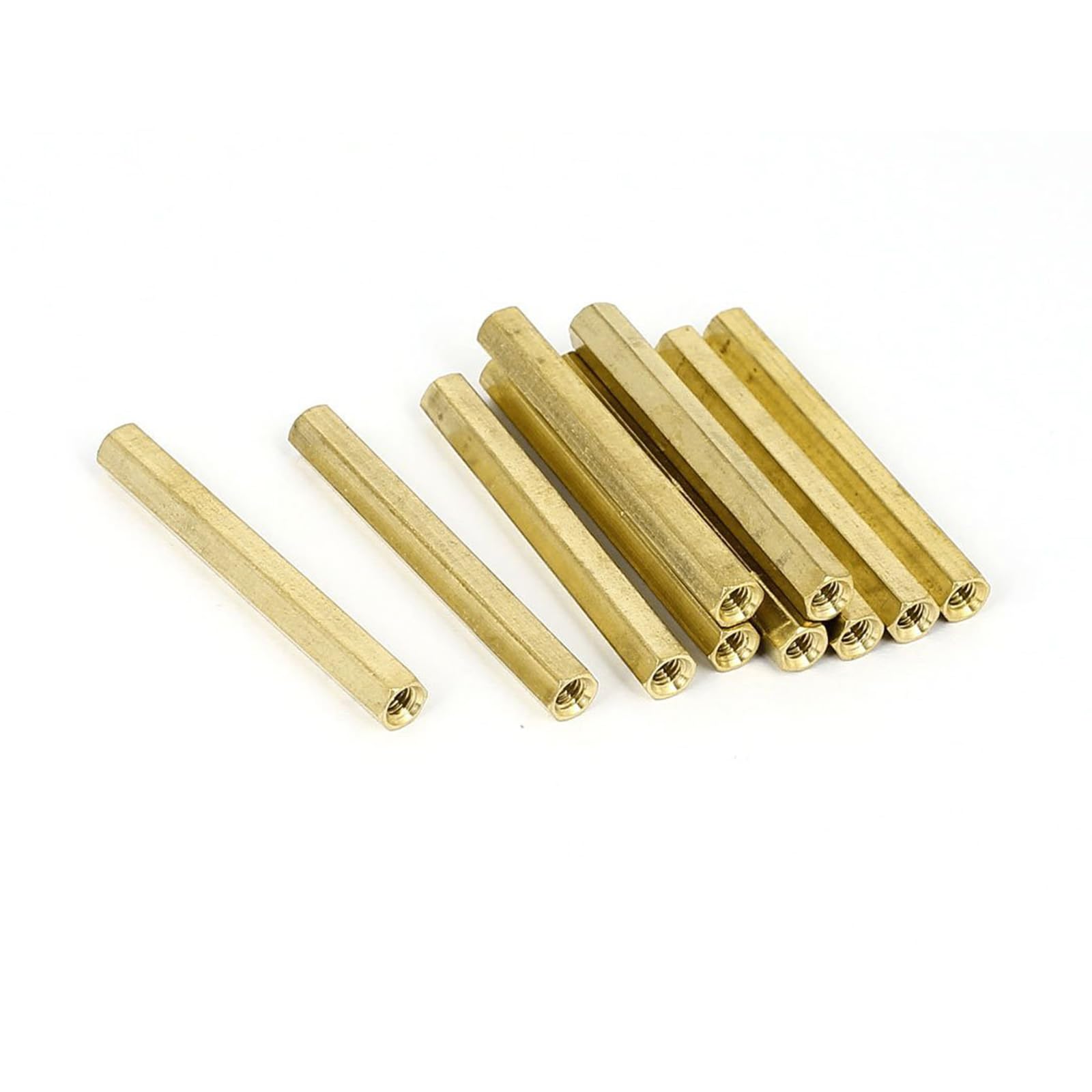Unifizz M4x50mm Female Threaded Brass Hex Standoff Pillar Spacer Nut 10pcs