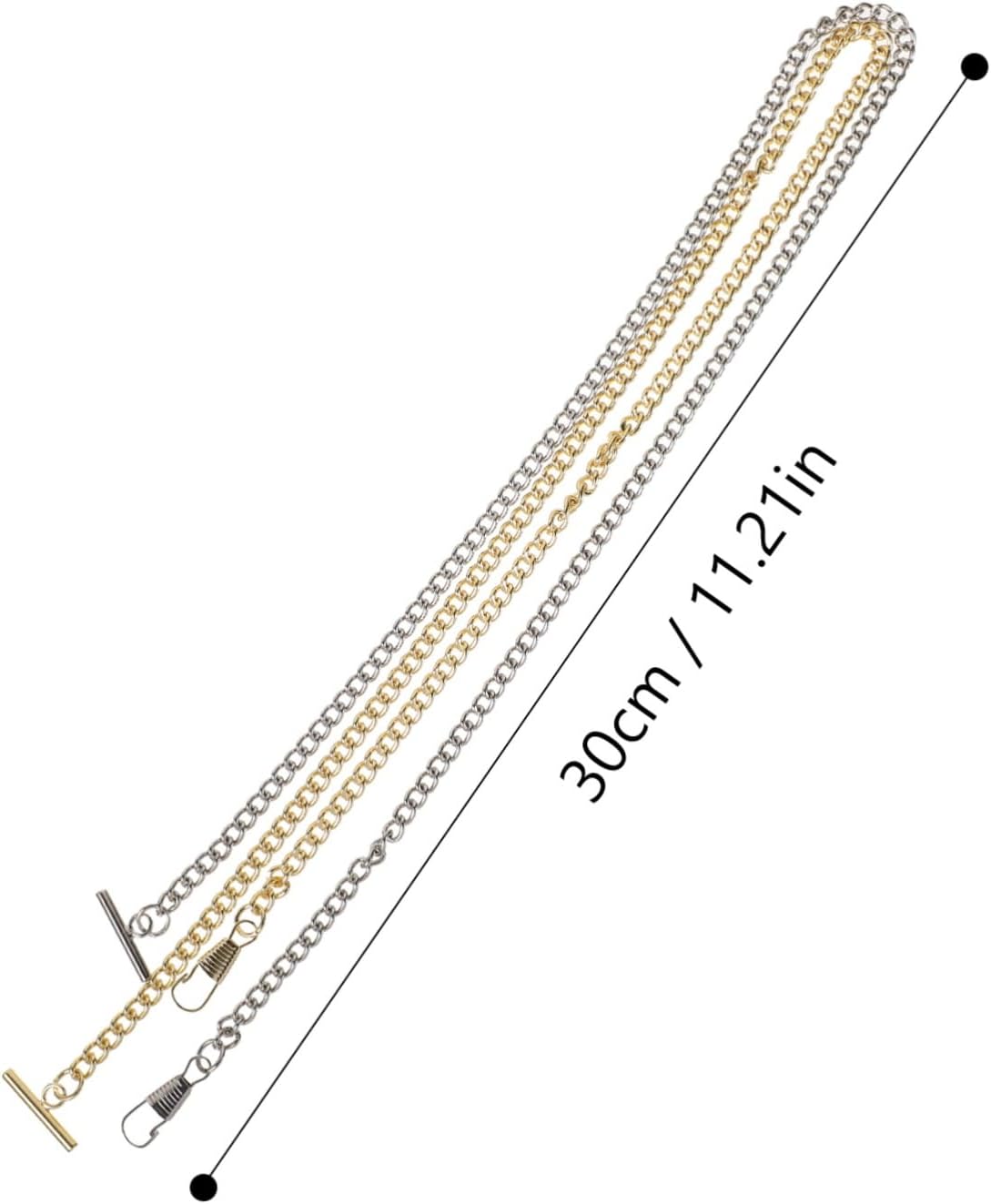 2pcs Vintage T-bar Pocket Watch Chain Cow-boy Chain for Jeans and Trousers Stylish Accessory for Formal Casual Wear