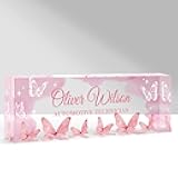 GifXify Custom Name Plate for Desk, Personalized Acrylic Office Name Sign with Name & Title, Elegant Desk Decor for Women Men, Employee Appreciation Gift (Pink Butterfly)