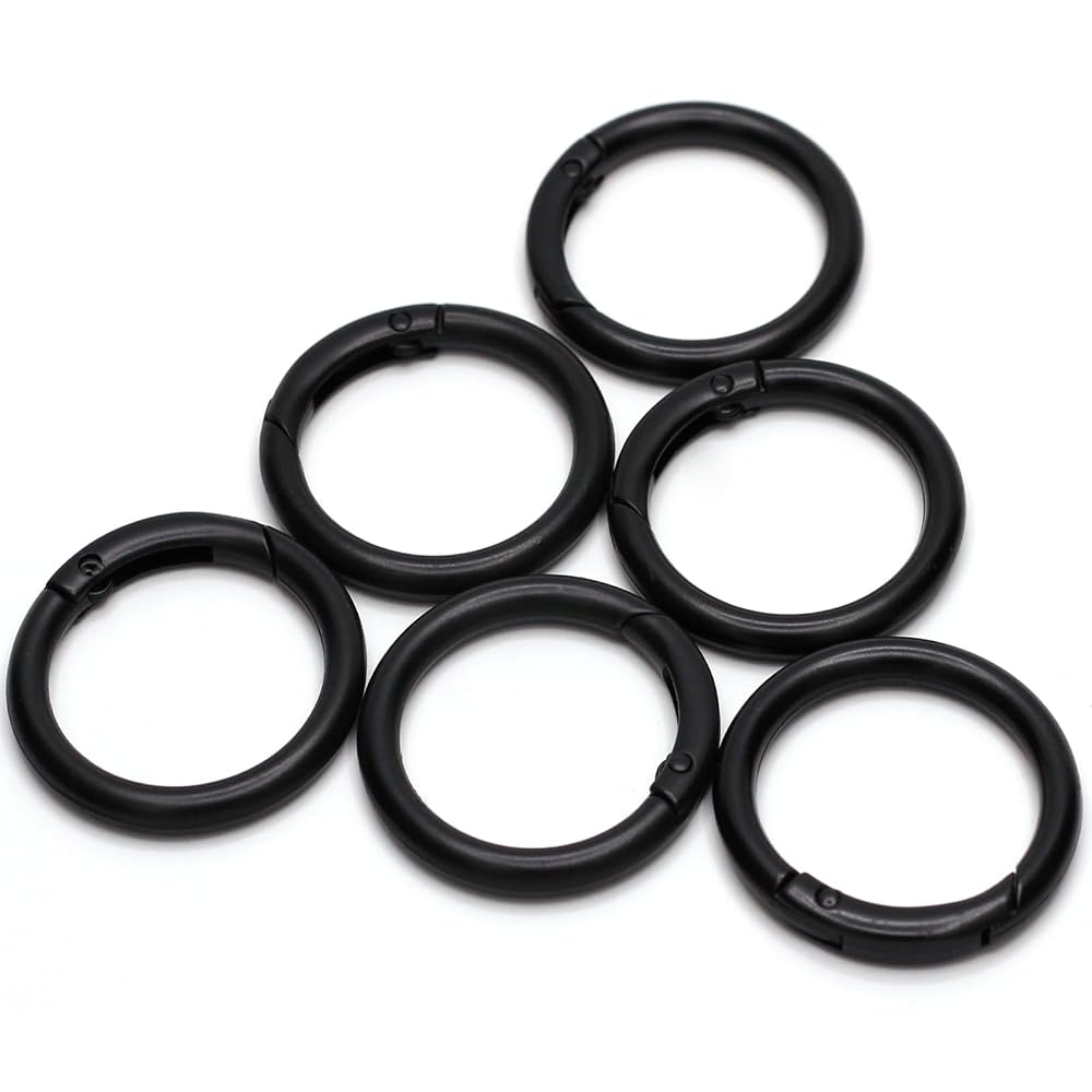 SOFPLATE Lot De 18 Anneaux à Ressort Noirs 33mm - Mousquetons Ronds Porte-Clés En Alliage De Zinc