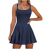 Women's Tennis Dress Summer Trendy Golf Solid Color Sleeveless Backless Pleated Mini Dresses Without Underwear