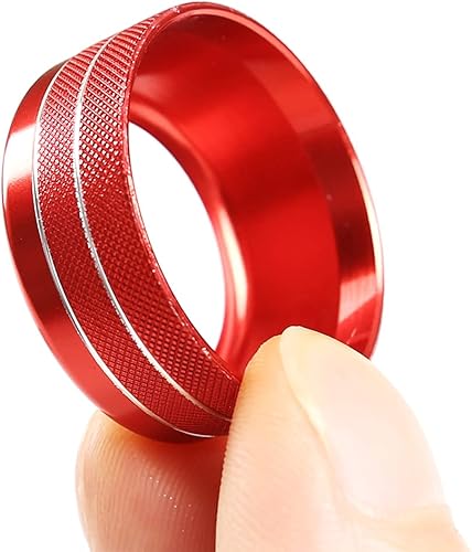 Miniatura 6 de CHEYA Aleación de aluminio coche consola central aire acondicionado ajuste volumen perilla cubierta anillo para Jaguar XJ 2010-2019 (rojo)