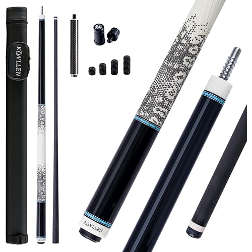 KONLLEN Carbon Fiber Pool Cue Stick with PRO Taper Shaft Super Low Deflection Billiard Pool Cue Ebony Hand-Made Inlay Billiard Pool Cue Sticks-Competition Level, Ultra-Smooth, Professional