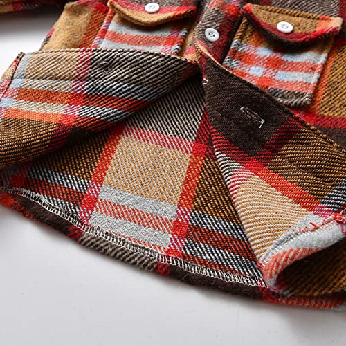Camisa de botão masculina e menino camisa de flanela infantil camisa xadrez búfalo meninos camisas o
