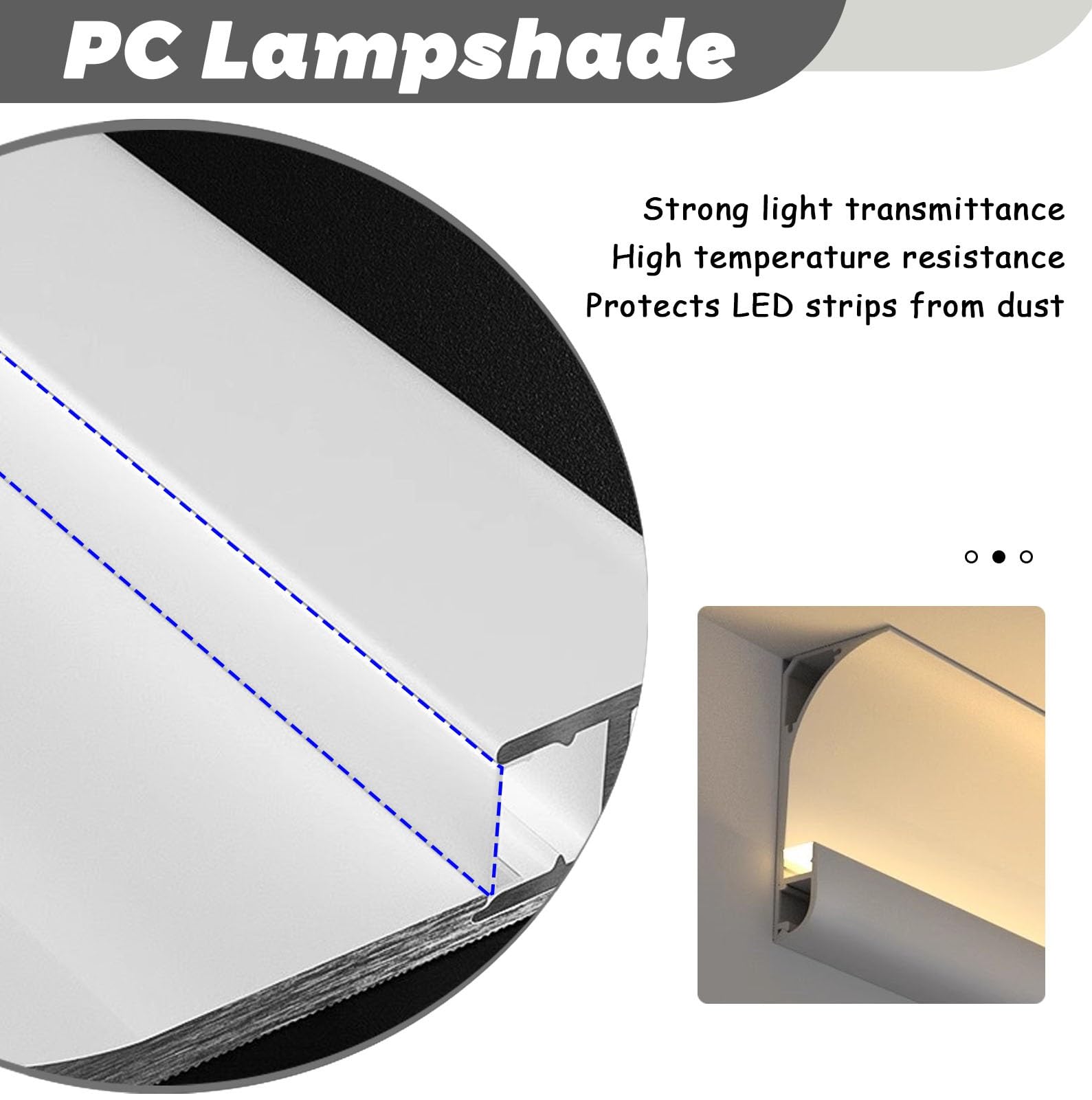 Generisch Deckenleisten, 2 m LED-Streifenleuchte, Aluminium-Deckenleiste für indirekte Beleuchtung, dekorative Hohlkehlleiste, 2 m LED-Kanal für eine ansprechende Wohnraumgestaltung