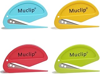 MUCLIP 4 Pack Letter Opener Envelope Slitter - Ergonomic ABS Grip, Hidden Stainless Steel Blade,Fast Opener for Envelope,L