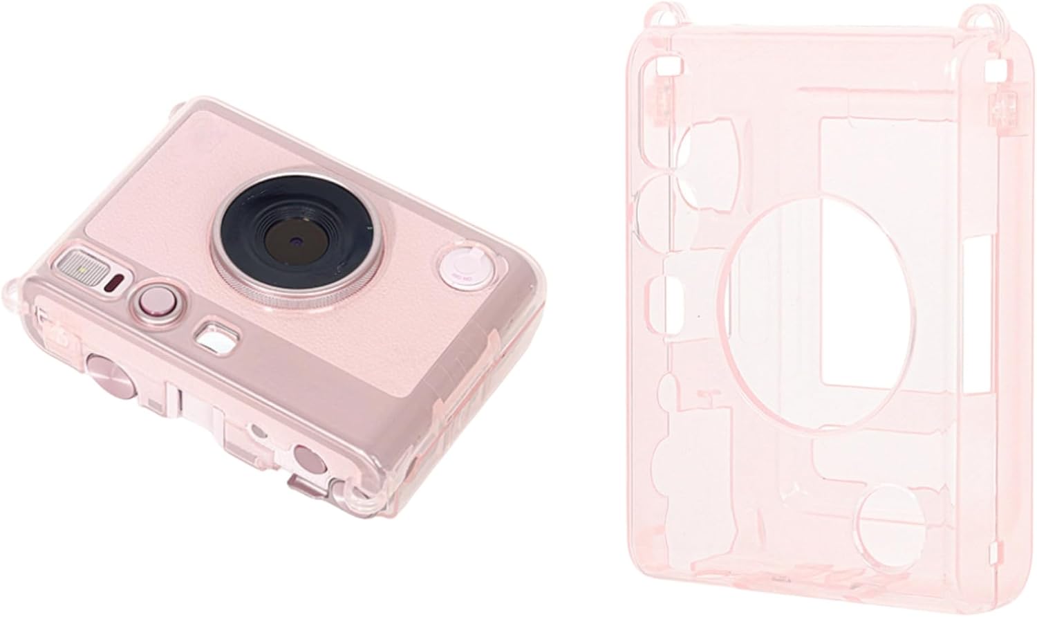 Pink Crystal Case Compatible with Fujifilm Instax Mini Evo, PC Full-Body Cover with Shock Protection for Daily Carry